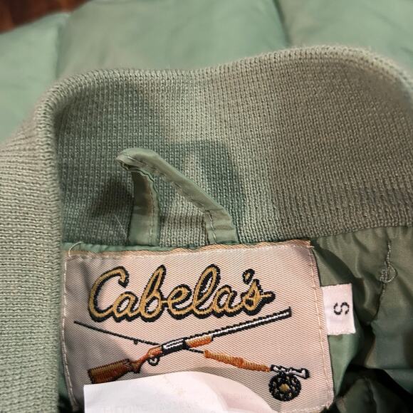 Vintage Cabelas Down Puffer Vest Womens Size Small Pistachio Green Full Zip - Picture 3 of 4